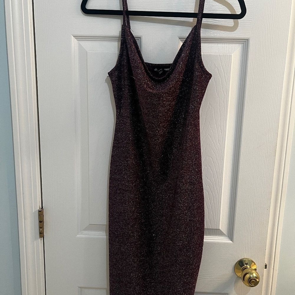 Dark purple cowl mini dress
